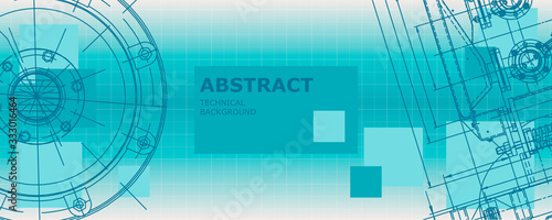 Mechanical engineering drawing. Abstract drawing. Engineering technological wallpaper