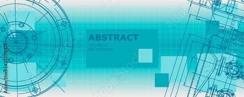 Mechanical engineering drawing. Abstract drawing. Engineering technological wallpaper