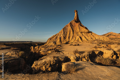 Cliffs at landscape of Bardenas Reales natural park . Navarra, Spain