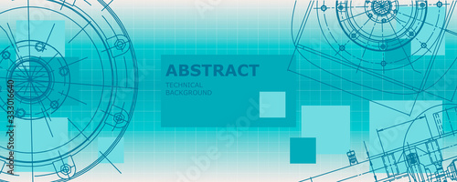 Mechanical instrument making. Abstract engineering drawing. Engineering technological wallpaper