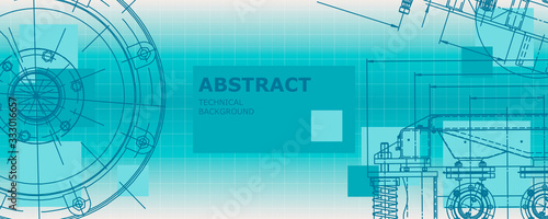 Mechanical instrument making. Abstract engineering drawing. Engineering technological wallpaper