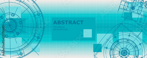Mechanical instrument making. Abstract engineering drawing. Engineering technological wallpaper