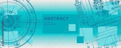 Mechanical instrument making. Abstract engineering drawing. Engineering technological wallpaper