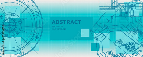 Mechanical instrument making. Abstract engineering drawing. Engineering technological wallpaper