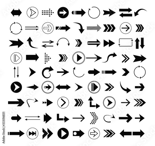 Arrows big black set icons. Arrow icon. Collection of concept arrows for web design, mobile apps, interface and more