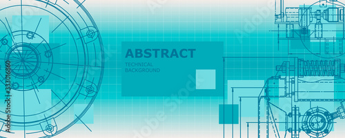 Mechanical instrument making. Abstract engineering drawing. Engineering technological wallpaper