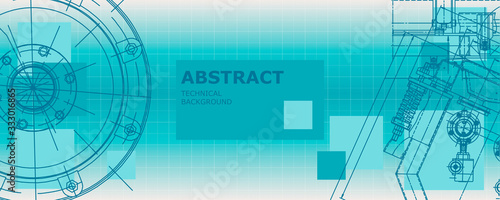 Mechanical instrument making. Abstract engineering drawing. Engineering technological wallpaper