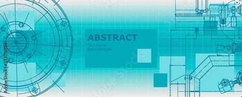 Mechanical instrument making. Abstract engineering drawing. Engineering technological wallpaper