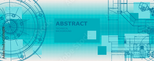 Mechanical instrument making. Abstract engineering drawing. Engineering technological wallpaper