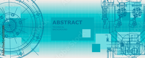 Mechanical engineering drawing. Abstract drawing. Engineering technological wallpaper