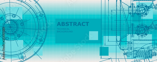 Mechanical engineering drawing. Abstract drawing. Engineering technological wallpaper