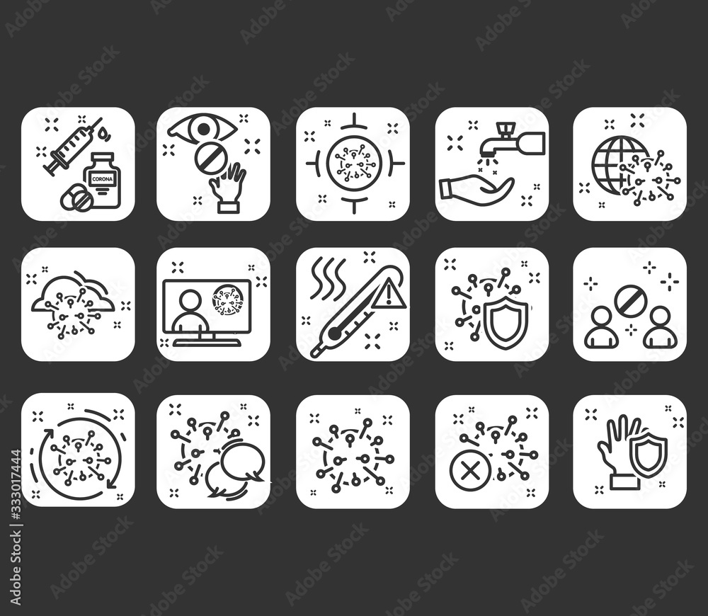 Virology outline iconset. Simple Set of Coronavirus Protection Related Vector Line Icons.