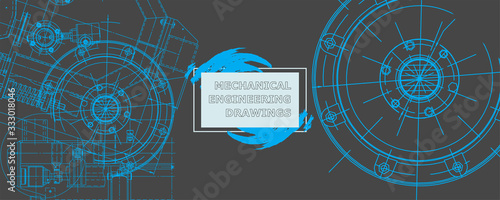 Metal construction. Engineering wallpaper made with circles and lines