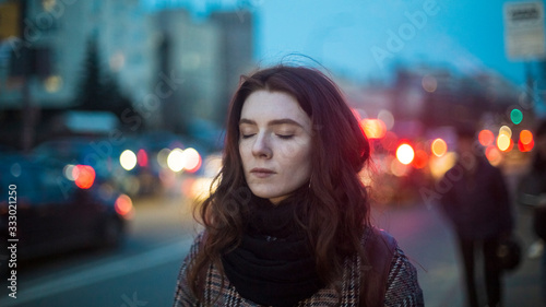 Unhappy woman on the street