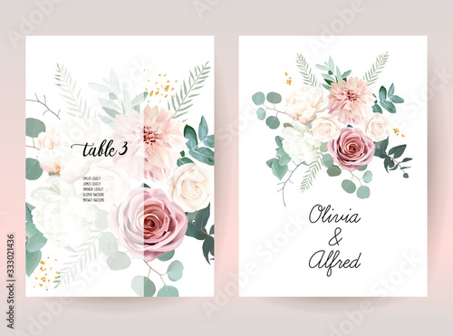 Silver sage green and blush pink flowers vector design frames