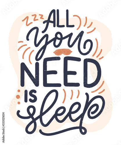 Plakat Lettering Slogan about sleep and good night. Vector illustration design for graphic, prints, poster, card, sticker and other creative uses