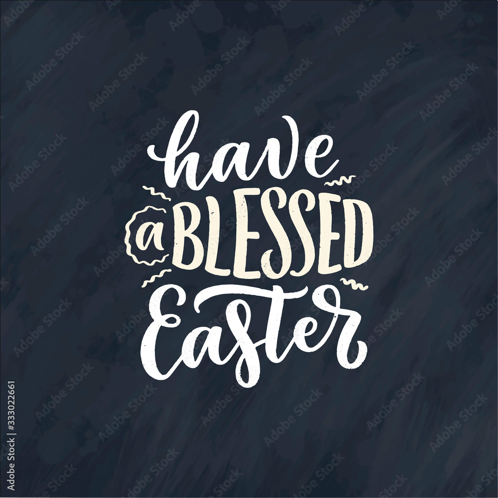 Obraz premium Calligraphy lettering slogan about Easter for flyer and print design. Vector illustration. Template banner, poster, greeting postcard.