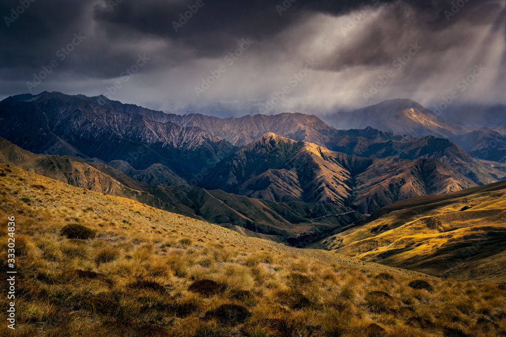 Dramatic mountains landscape near Queenstown, New Zealand