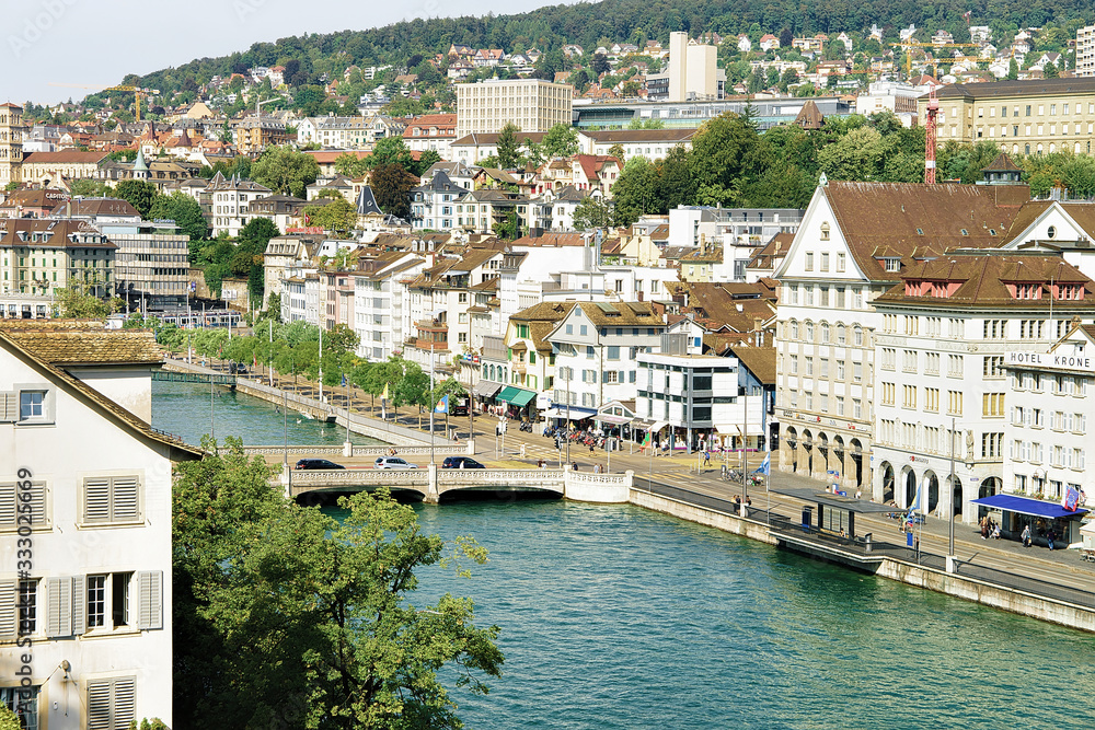Bridge at Limmatquai in the city center Zurich