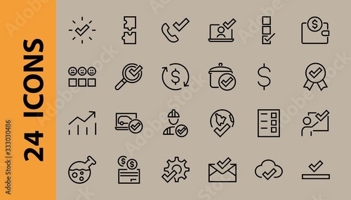 A simple set of claim related vector ICON lines. Contains icons such as file uploaded, received document, read message, receive call and more. Editable Bar. 48x48 Pixel Perfect