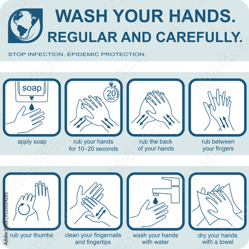 Healthcare infographic elements. Wash your hands. Vector illustration.