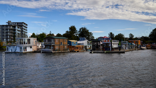 Floating homes and building on Fisherman's Wharf Victoria, British Columbia, Canada 