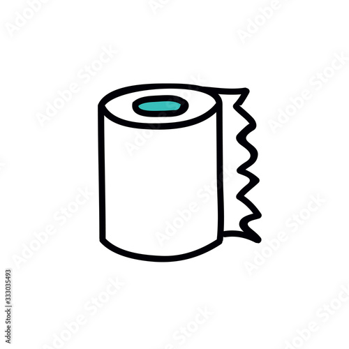 toilet paper doodle icon, vector illustration