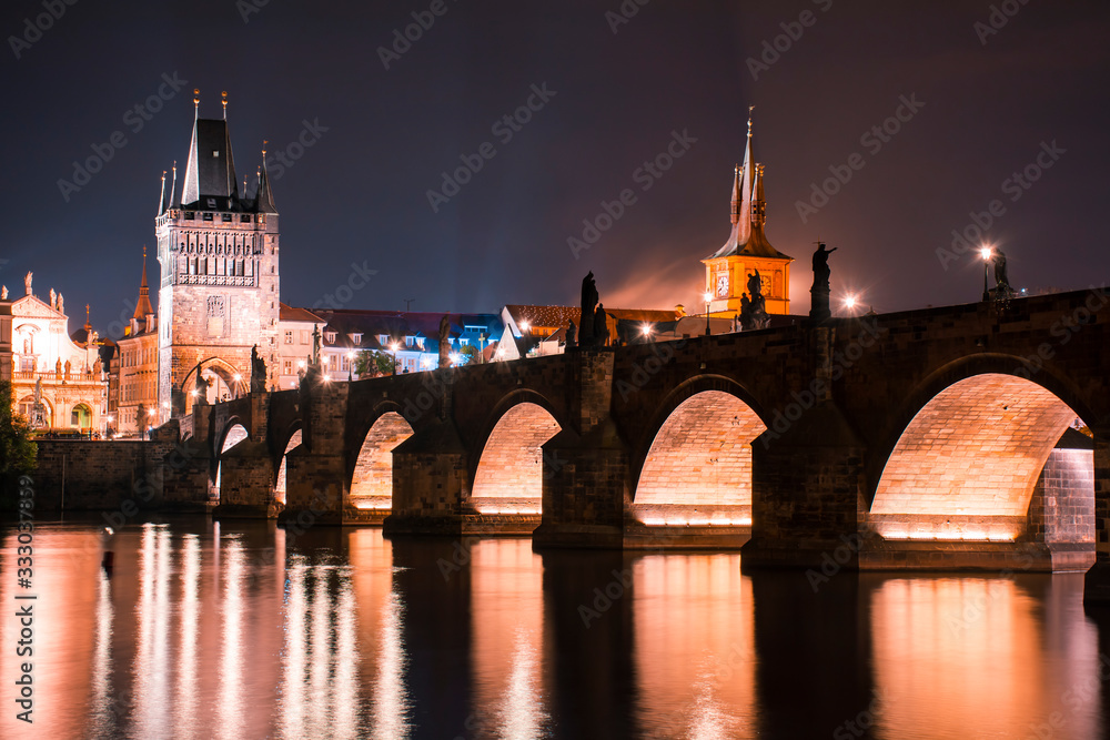 Charles Bridge over River Vltava, Prague