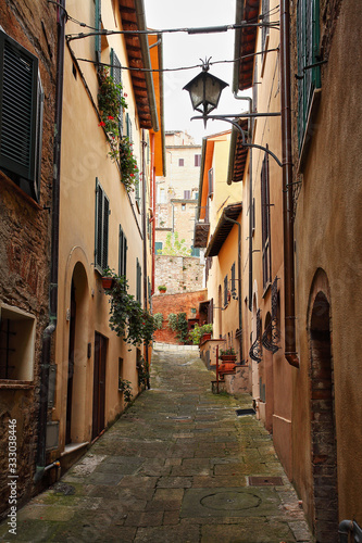 Beautiful Italian street of small old provincial town