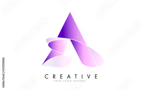 Letter A Logo Design with Satin texture and Fluid Look.