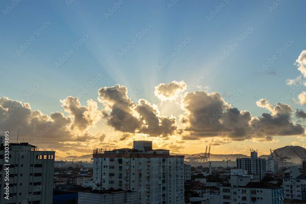 sunrise with clouds over city sunrise with clouds over city