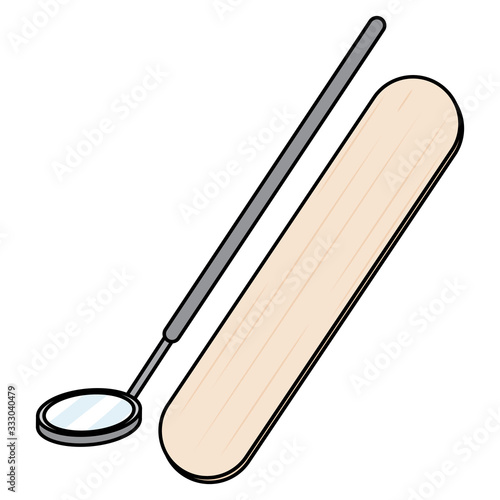 Medical mirror and tongue depressor