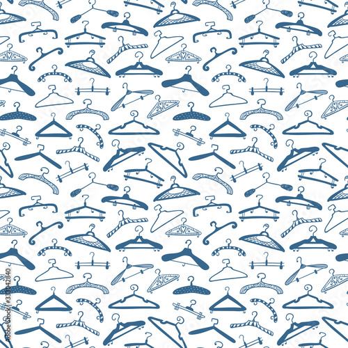 Hanger Vector Seamless Pattern. Fashion collection Background of Hand drawn doodle clothes hangers
