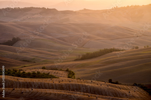 Tuscany summer, hills and countryside, Siena, Italy.