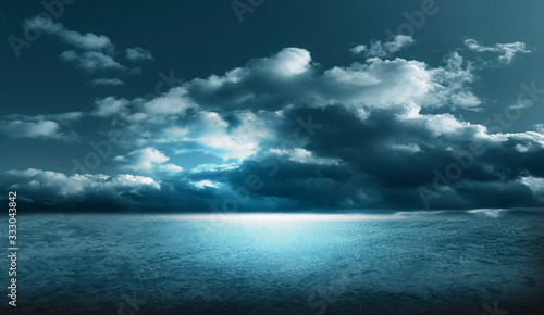 Futuristic empty night scen...