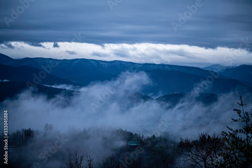 clouds over mountains