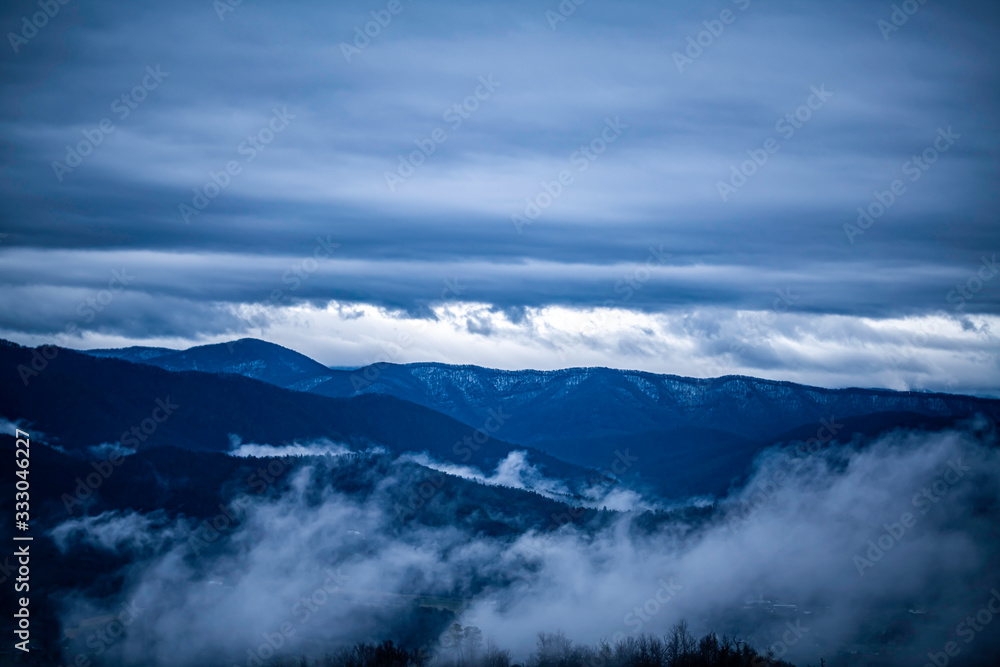 clouds over the mountains