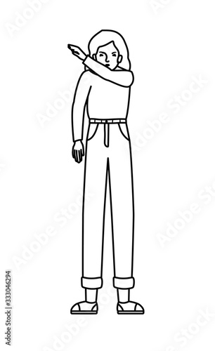 Avatar man sneezing in arm vector design