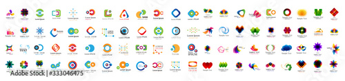 Abstract Logo And Icon Set. Elements Collection Isolated On White - Vector. Flat Icons For Business Template Logo, Square Elements, Website, Business Symbol And Circle Elements. Abstract Medical Logo