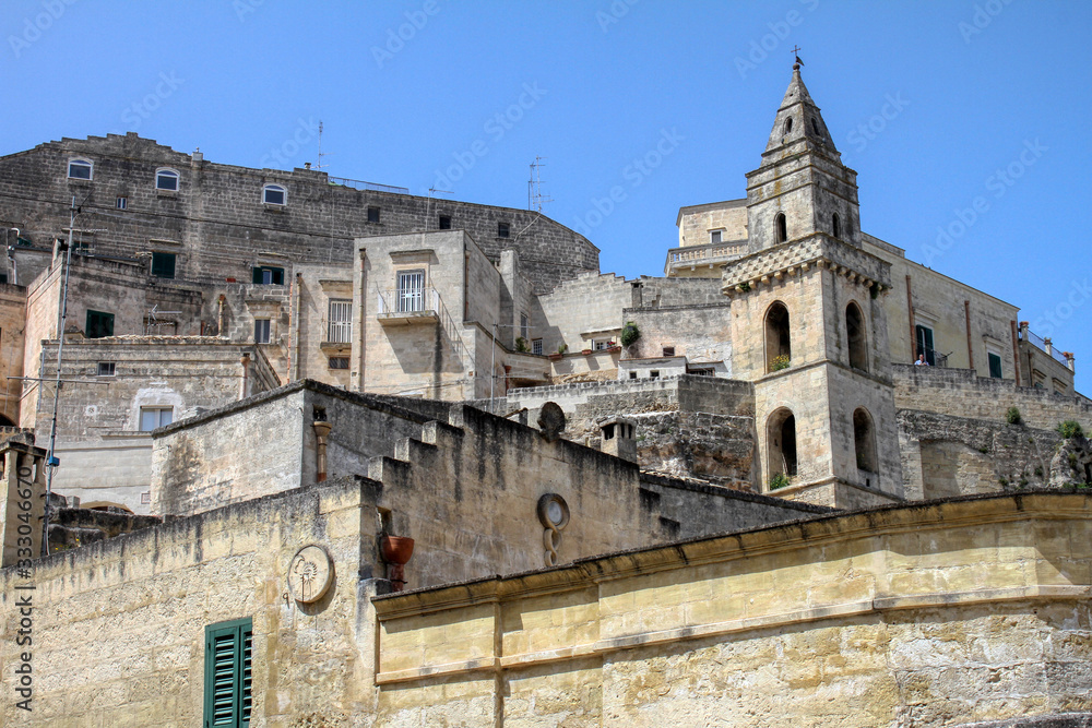 Overview of the Sassi di Matera of the Italian city of Matera, Basilicata, Italy