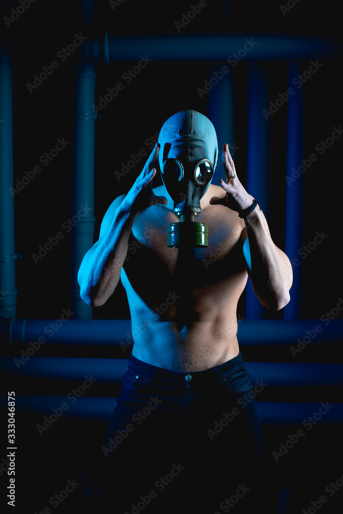 A man in gas mask