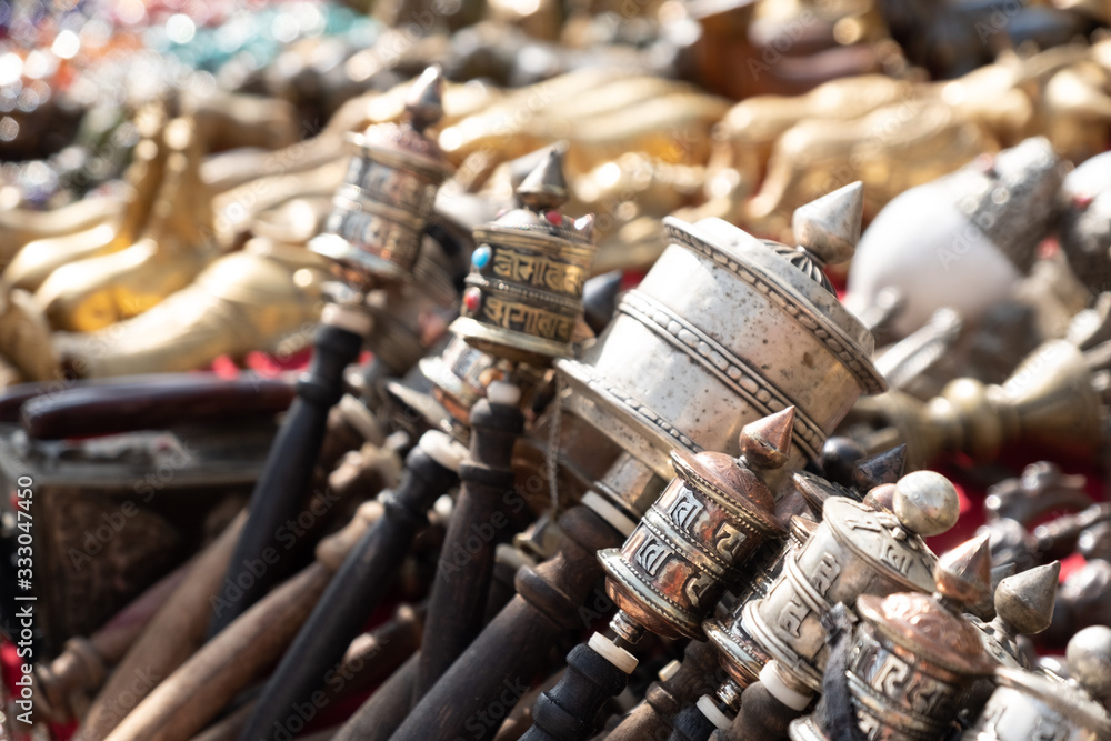 Nepal Kathmandu souvenir gift in street market for tourist.Nepali word