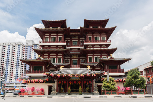 Singapore Buddha Tooth Relic Temple and Museum in chinatown famous place for tourist in chinatown Singapore.Non english word is name of temple. photo