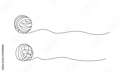 Obraz na plátne Clew ball of thread. Continuous one line drawing