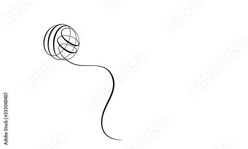 Clew ball of thread. Continuous one line drawing
