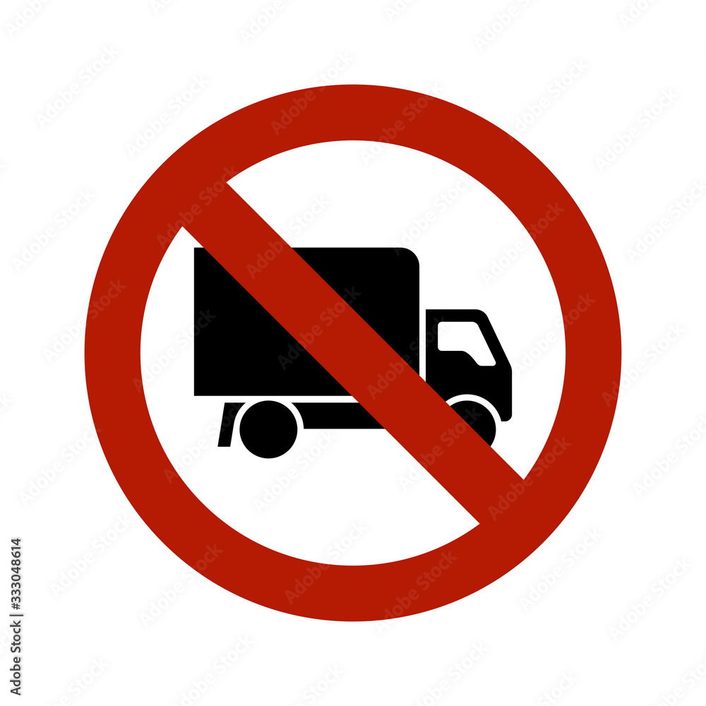Traffic sign for forbidden entry to trucks or heavy commercial vehicles Traffic sign for forbidden entry to trucks or heavy commercial vehicles