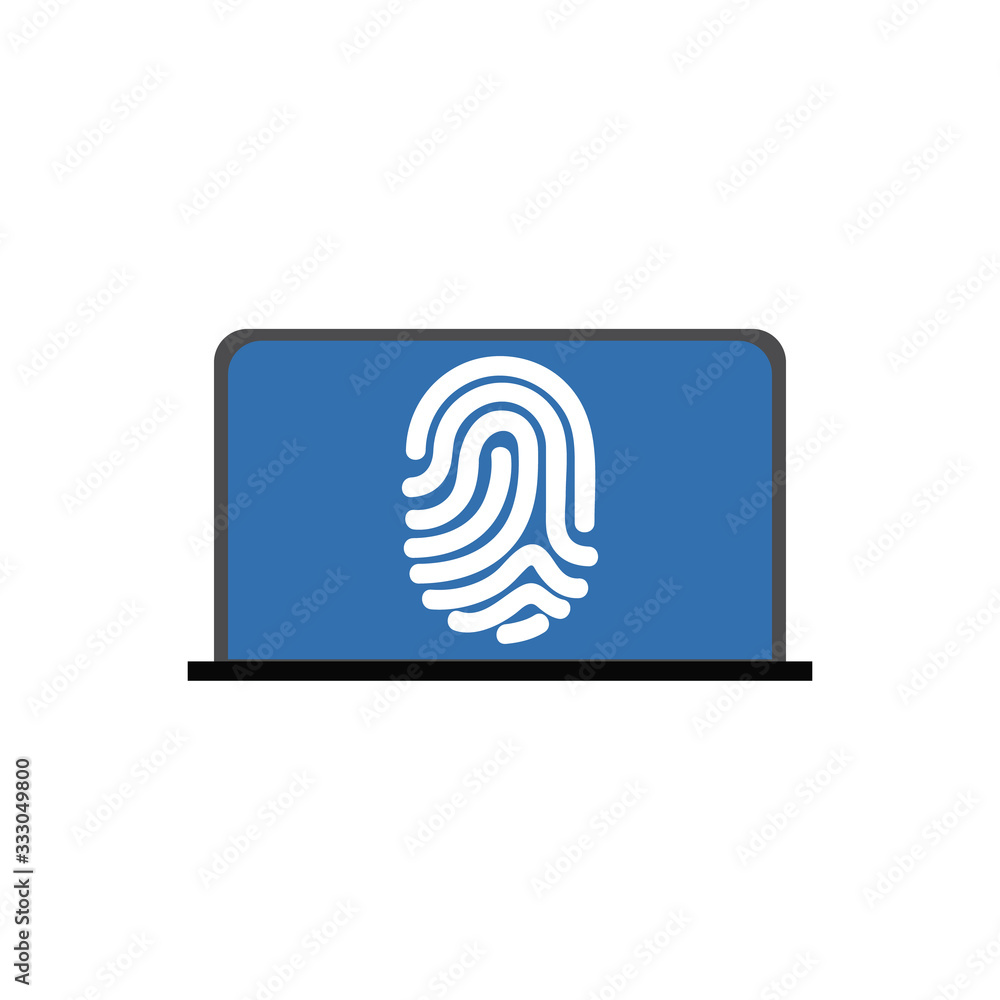 fingerprint sign notebook screen. 16 inch laptop icon vector illustration fingerprint sign notebook screen. 16 inch laptop icon vector illustration