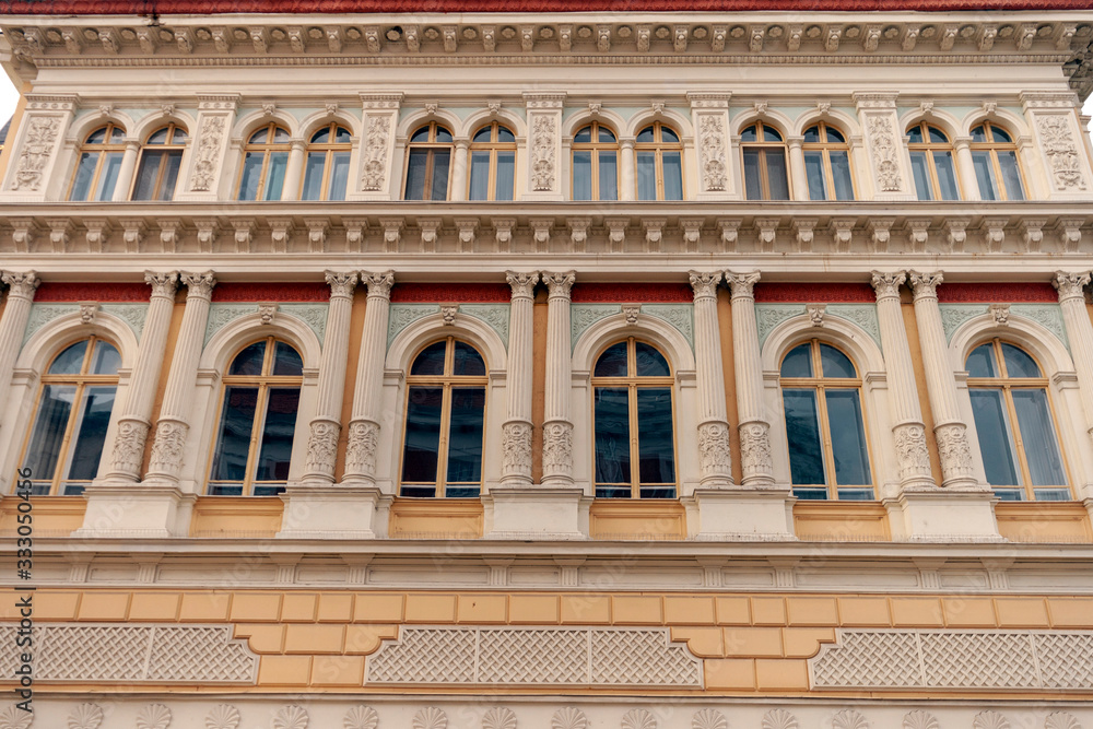 Facade of a classicist building in Kecskemet