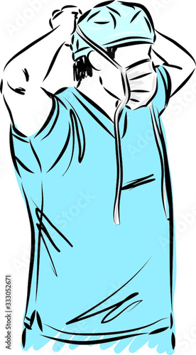 doctor putting mask vector illustration