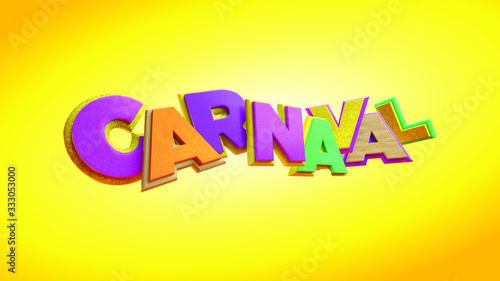 carnaval com letras coloridas em 3d
